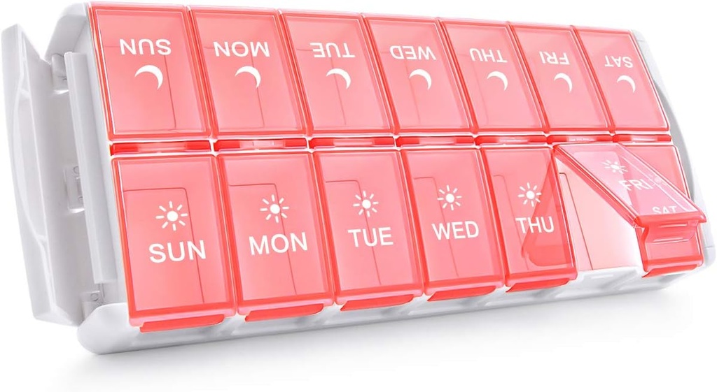 TookMag Weekly Medicine Pill Organizer 2 Mal am Tag, Einfach füllen AM PM Pille Box, Große Kapazität Schnell-Refill 7 Tage Pillen Fälle für Pillen/Vitamin/Fish Oil/Supplements (Patent Registriert)