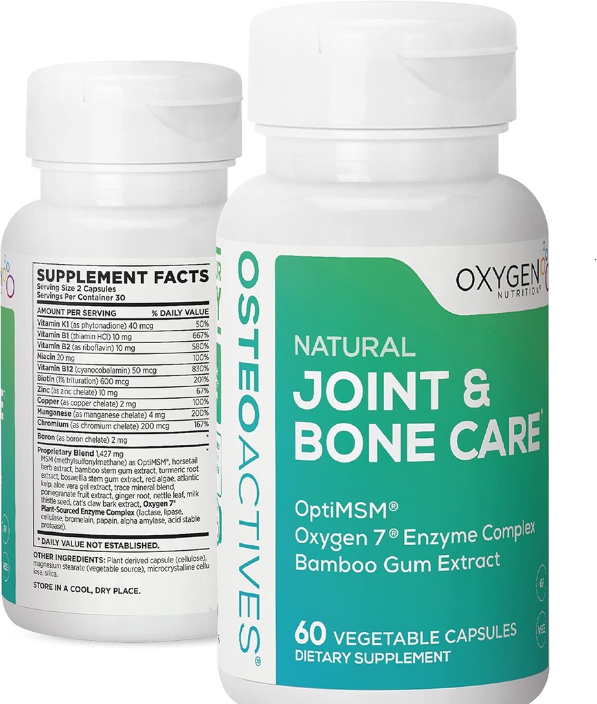 Oxygène Nutrition OstéoActives Formule All-Natural Dietary Support for Joints, Bones and Connective Tissue - 60 Compte Pill Capsules de bouteilles- légumes (Emballage May Vary)