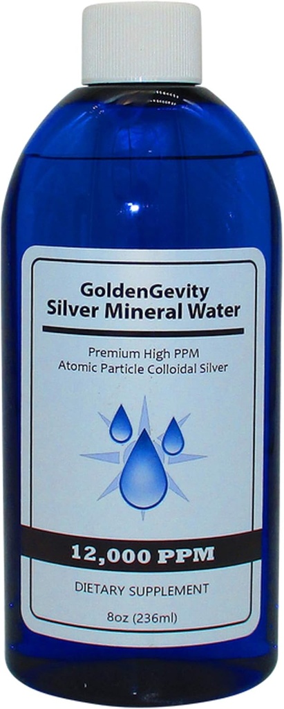 12 000 PPM en argent colloïdal atomique bioactif, 8 oz, Supplément de soutien aux immunes minérales non toxiques et non OGM
