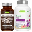 Multivitamine & Minéraux pour les hommes + Avancés Enfants Multivitamine Gummy Végétalienne, avec des vitamines B-Vitamines méthylées, vitamine A, C, D3 & E, label propre, 60 comprimés + 90 Gummées de baies, par Igennus