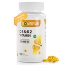 D3-K2-Vitamin-10000 IU | K2-D3-Vitamin-Supplement | mit Kokosnussöl für Knochen, Zähne Gesundheit, Unterstützung Muskel & Herz Gesundheit, 90 Softgels
