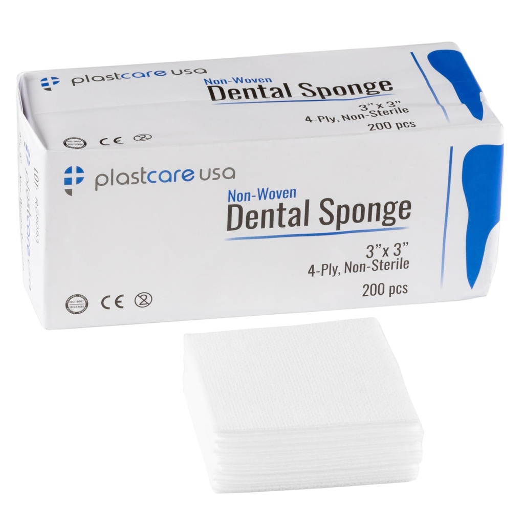 200 Gauze Pads 3x3 - Soft 4-Ply Non Woven Gauze Sponges - Non Sterile Dental Gauze & Esthetic Wipes - All Purpose Medical Gauze Squares for First Aid, Surgical, Wound Dressing