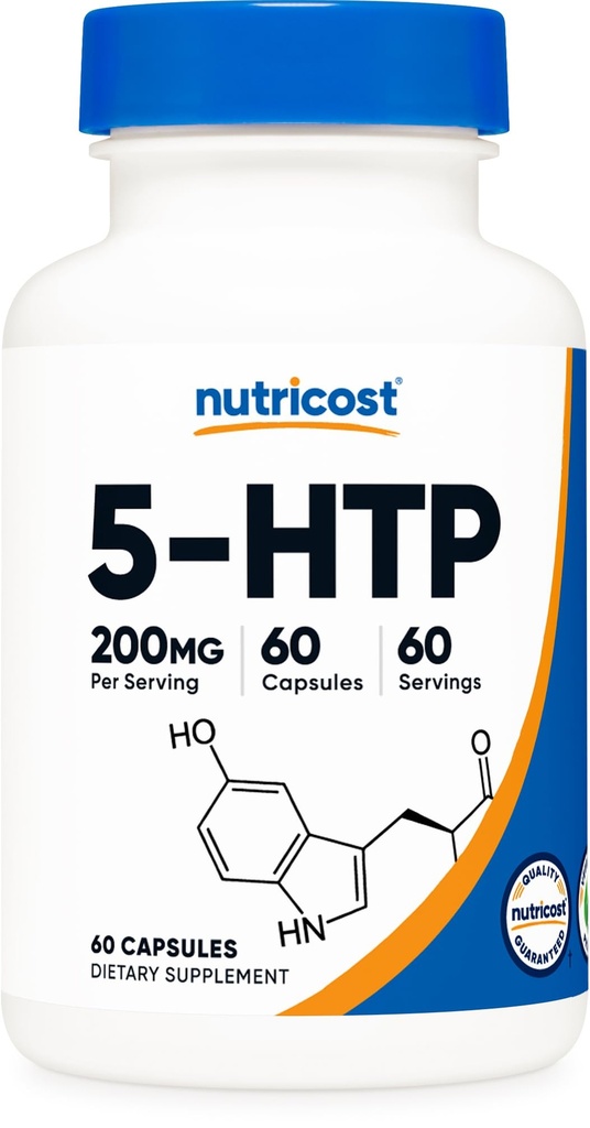 Nutricost 5-HTP 200mg, 60 Vegetarische Kapseln (5-Hydroxytryptophan) - Nicht-GVO & Glutenfrei