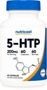 Nutricost 5-HTP 200mg, 60 Capsules végétariennes (5-Hydroxytryptophane) - Sans OGM et sans gluten