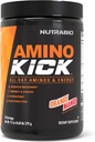 NutraBio Amino Kick – BCAA Pulver mit natürlichem Koffein – Aminosäure-Ergänzung für Energie, Hydration & Recovery – BCAAs, Elektrolyte & Aminosäuren – Orange Mango, 30 Servietten