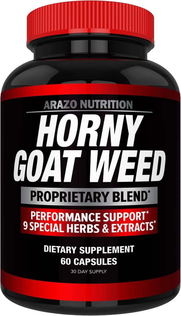 Arazo Nutrition Premium Horny Goat Weed Extract mit Maca Root, Ginseng, Muira Puama und L-Arginin - für Männer und Frauen – 100% reine Kräuternahrungsergänzung
