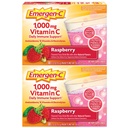 Emergen-C 1000mg Poudre de vitamine C, avec des antioxydants, des vitamines B et des électrolytes, suppléments de vitamine C pour le soutien immunitaire, mélange sans caféine, parfum framboise - 60 Count/2 mois d'approvisionnement