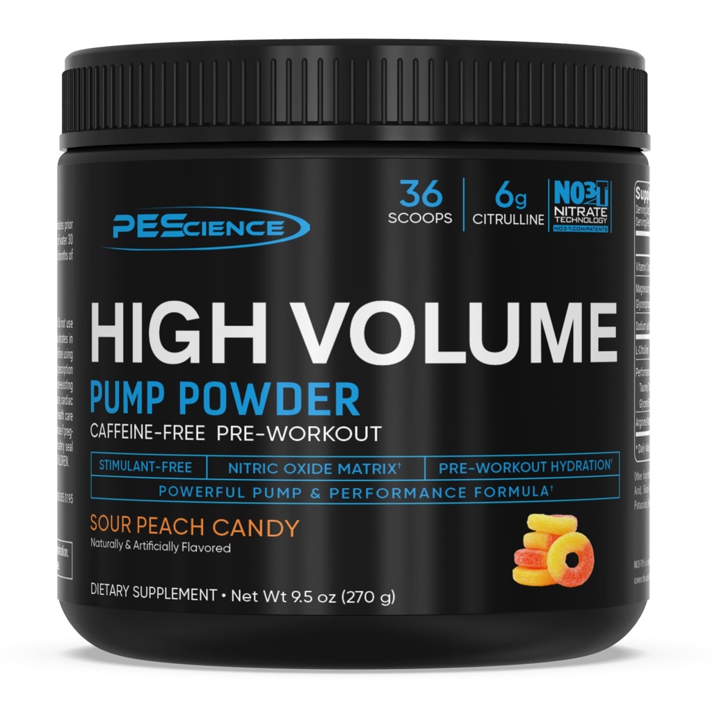 Poudre de pompe à oxyde nitrique à haut volume de PEScience avec nitrate L Citrulline & L Arginine, pré-entraînement non-tim pour les hommes et les femmes, 36 scoops, canne à sucre