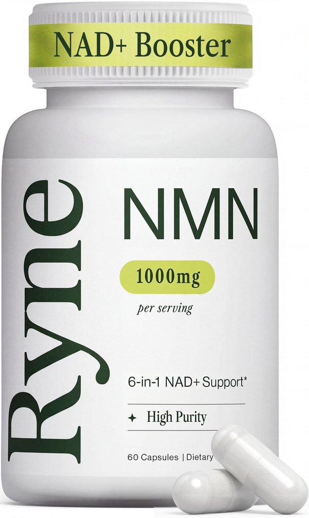 NMN Supplement 1000mg Pure Organic – 6-in-1 NAD+ Supplement with Resveratrol, Quercetin, CoQ10 & TMG – Nicotinamide Mononucleotide for Cellular Energy, Longevity & Healthy Aging | Third-Party Tested