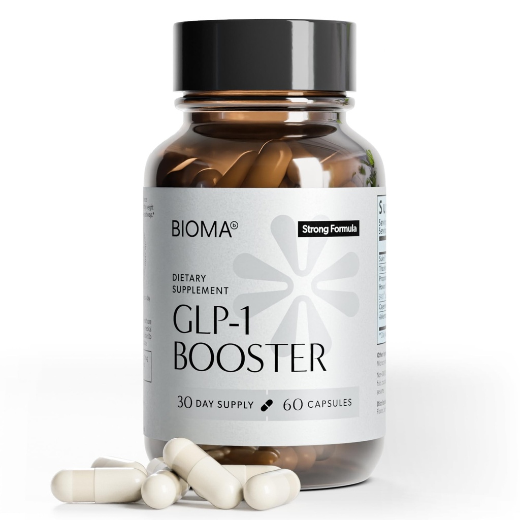 BIOMA GLP-1 Booster - Natural Appetite Control Supplement with Clinically Proven Probiotics, Prebiotics & Postbiotics - Support Weight Management & Satiety, (60 Capsules - 30 Day Supply)