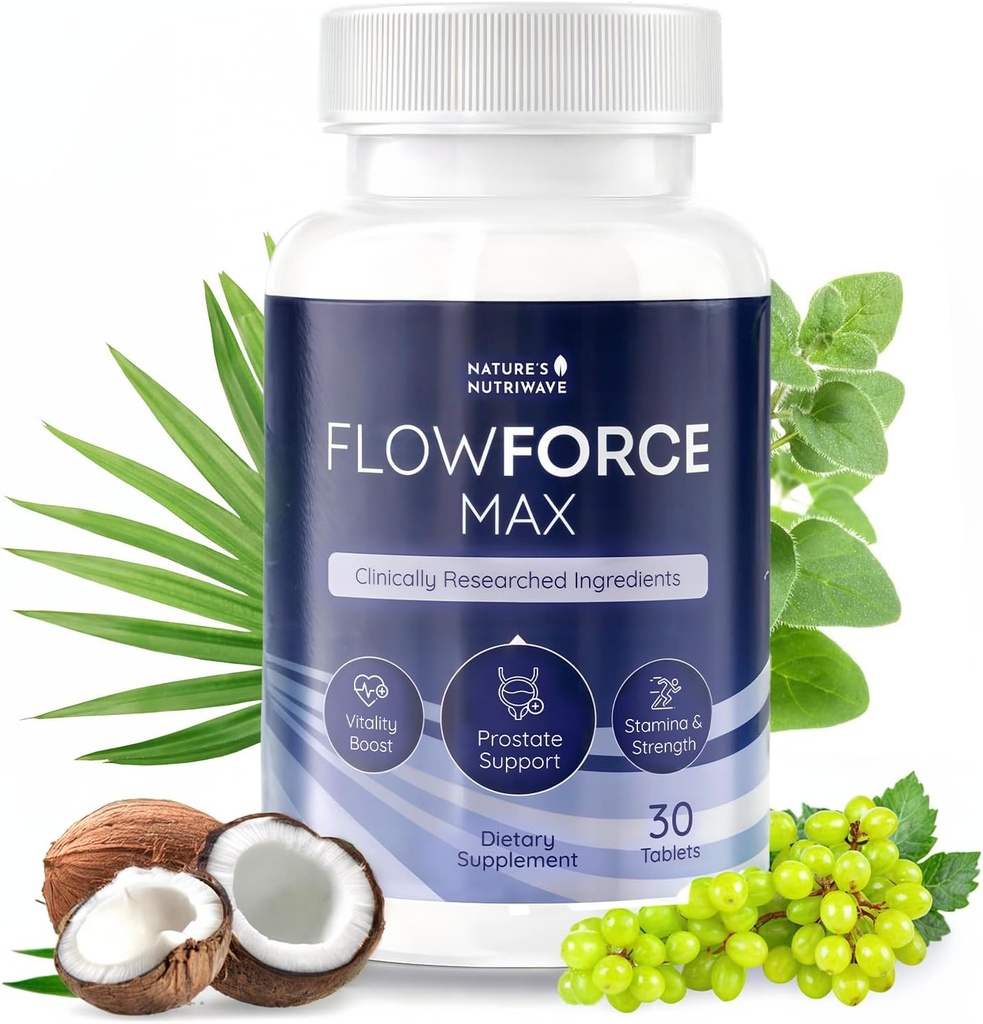 FlowForceMax Kräuter-Supplement - Natürliche pflanzenbasierte Formel mit Sägen Palmetto Extrakt | 30 Kautabletten, 1 Monat Versorgung, Made in USA