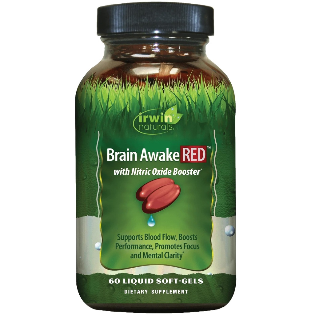 Irwin Naturals Cerveau Réveillez-vous avec un booster à oxyde nitrique - 60 Liquid Soft-Gel - Soutenir la santé cérébrale et optimiser les performances - 20 Total des services