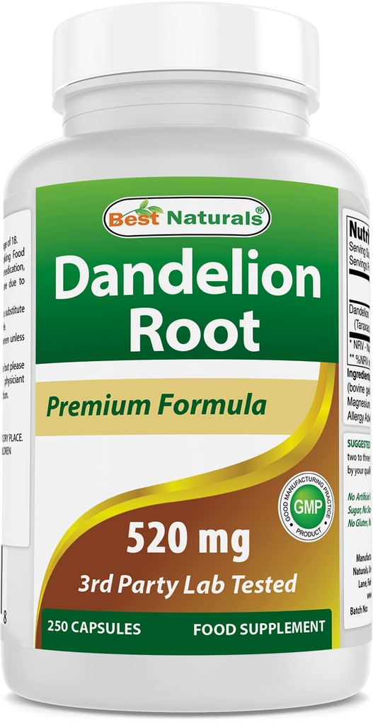 Best Naturals Dandelion Wurzel 520 mg 250 Kapseln