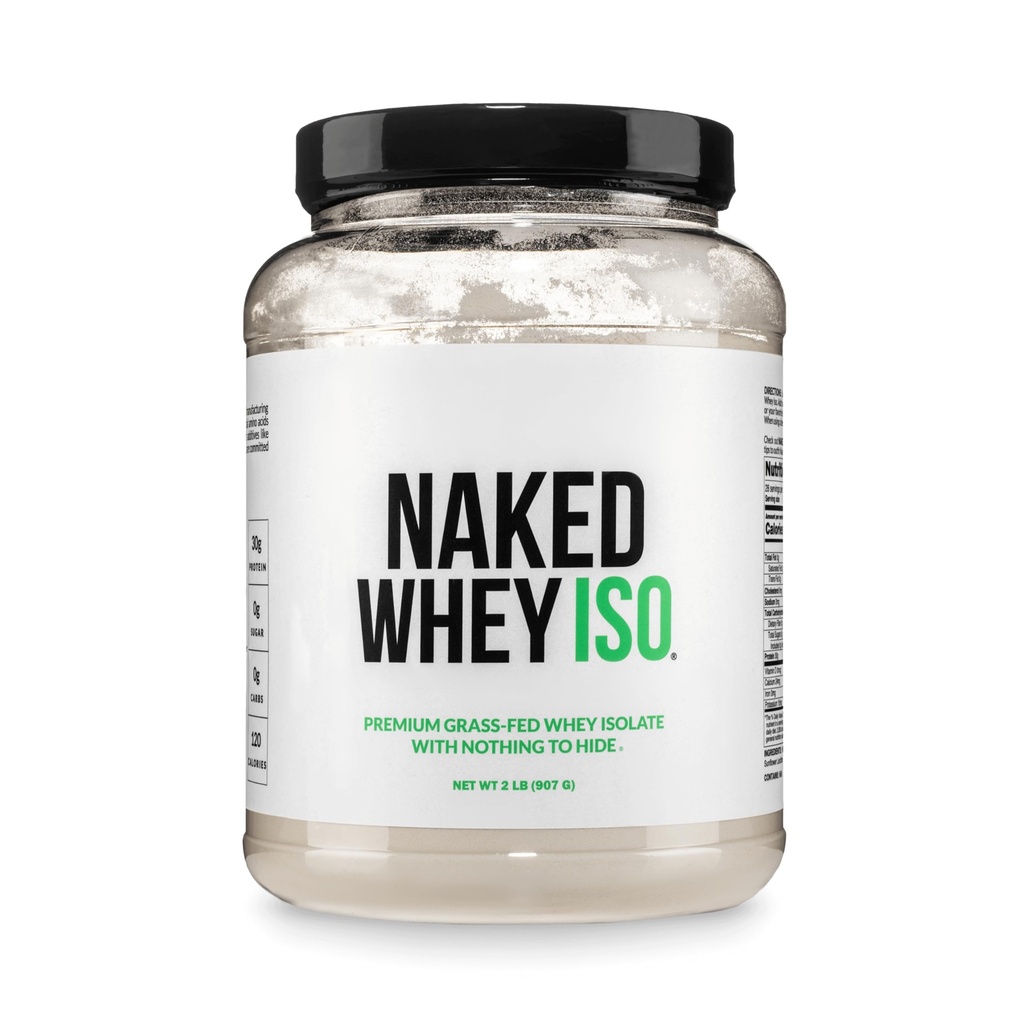 NAKED Whey Isolate Protein - Nur 2 Inhaltsstoffe, 30g Grass-Fed Protein, Zero Carb, Unflavored, Ungereinigt, Non-GMO, No Soy, Gluten-Free, No Preservatives - 28 Portionen