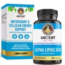 Ancien supplément acide alpha lipoïque, antioxydant et soutien énergétique, supplément ALA avec biopérine, sans gluten et soja, 600mg par portion, 60 capsules végétaliennes