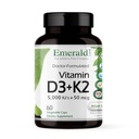 EMERALD LABS Vitamin D3+K2 - Vitamin D & VitalDelta MK-7 für Knochengesundheit und Herzunterstützung* - Vegetarisch, Glutenfrei, Klinische Potenz - 60 pflanzliche Kapseln