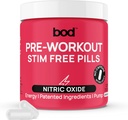Pilules de pré-entraînement BOD avec thé vert naturel, électrolytes, L-Theanine, racine de betterave, soutient l'énergie, l'endurance, la performance d'entraînement avec pas de jitters ou de crash, Vegan Pre Workout pour les femmes et les hommes, 120Pills