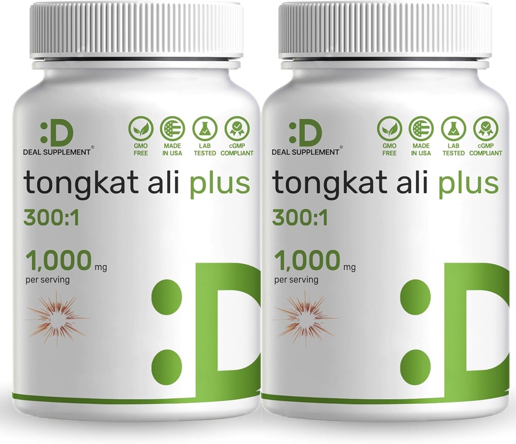 2 Pack Tongkat Ali Extract 300:1 mit Horny Goat Weed 1.100mg, 480* Kapseln – Indonesisch Longjack Eurycoma Longifolia Root – Extra Strength Herbal Supplement for Energy