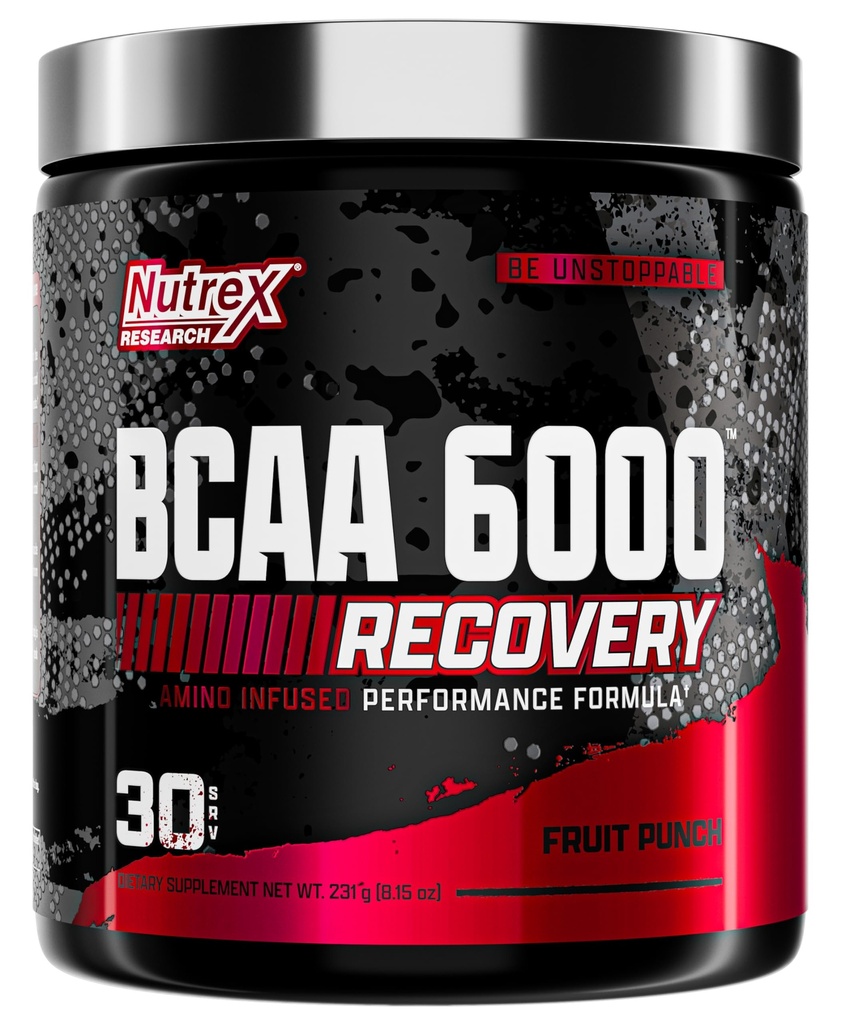 Nutrex Research - BCAA Powder 6000 Aminosäure - 6 Gramm BCAAs Aminosäuren Beilage für Post Workout Erholung & Muskelwachstum - Amino Energy Workout Recovery Drink (Fruit Punch - 30 Portionen)