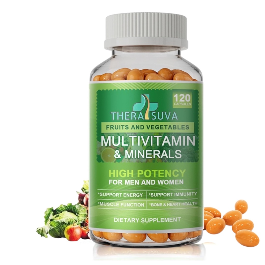 Multivitamines et minéraux naturels + Complexe B + Calcium + Magnésium + Zinc, complément alimentaire complet 100% végétalien, soutien nutritionnel complet pour les hommes et les femmes- 120 capsules, 60 jours d'approvisionnement