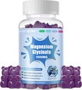 Magnesium Glycinate Gummies 1000mg - Zuckerfreie Magnesium Kalium-Ergänzung mit Vitamin D, B6, CoQ10 für ruhige Stimmung & Schlaf-Unterstützung - 60 Blueberry Gummies