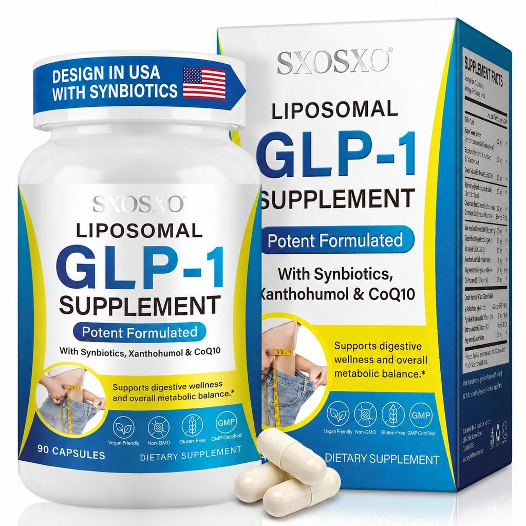 SXOSXO GLP-1 Supplement – Appetite Control Formula with Synbiotics - Prebiotic and Probiotic for Women & Men, Boost Metabolism & Support Gut Health, 90 Capsules
