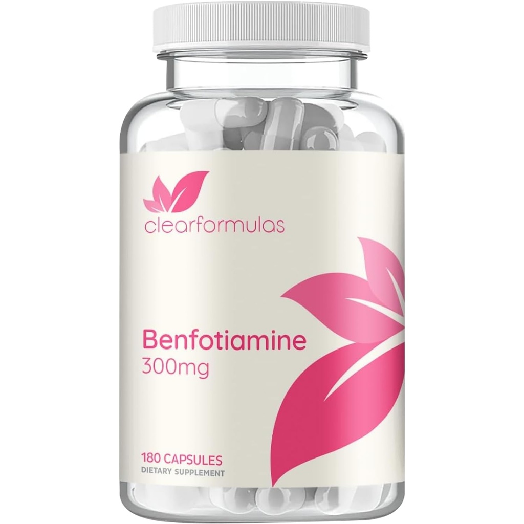 Absorption Haute Vitamine B1 Benfotiamine 300mg - Supplément Benfotiamine pour Glycation Heart and Nerve Support - Vegan Non-OGM & Sans gluten Fat Soluble Thiamine B1 Supplément (180 portions)