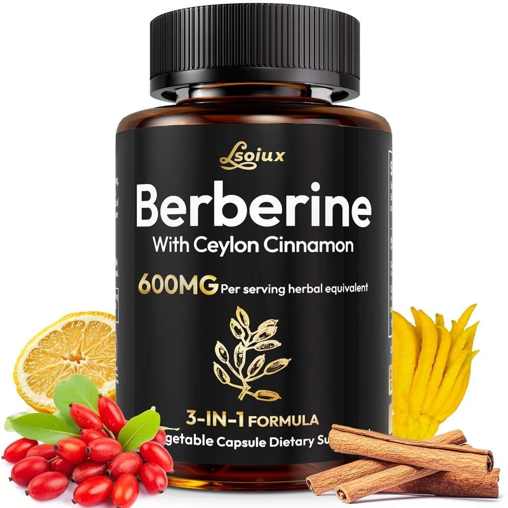 Berberine Supplement with Ceylon Cinnamon & Citrus Bergamot for Metabolism