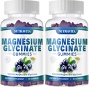 Magnesium-Glycinat-Gummien 1000mg mit Magnesium L-Threonat,Chelat Magnesium-Kalium-Komplex-Ergänzung mit VitD, B6, CoQ10, Calcium,Unterstützung für Gedächtnis, ruhig, Stimmung - 180 Gummi Blueberry