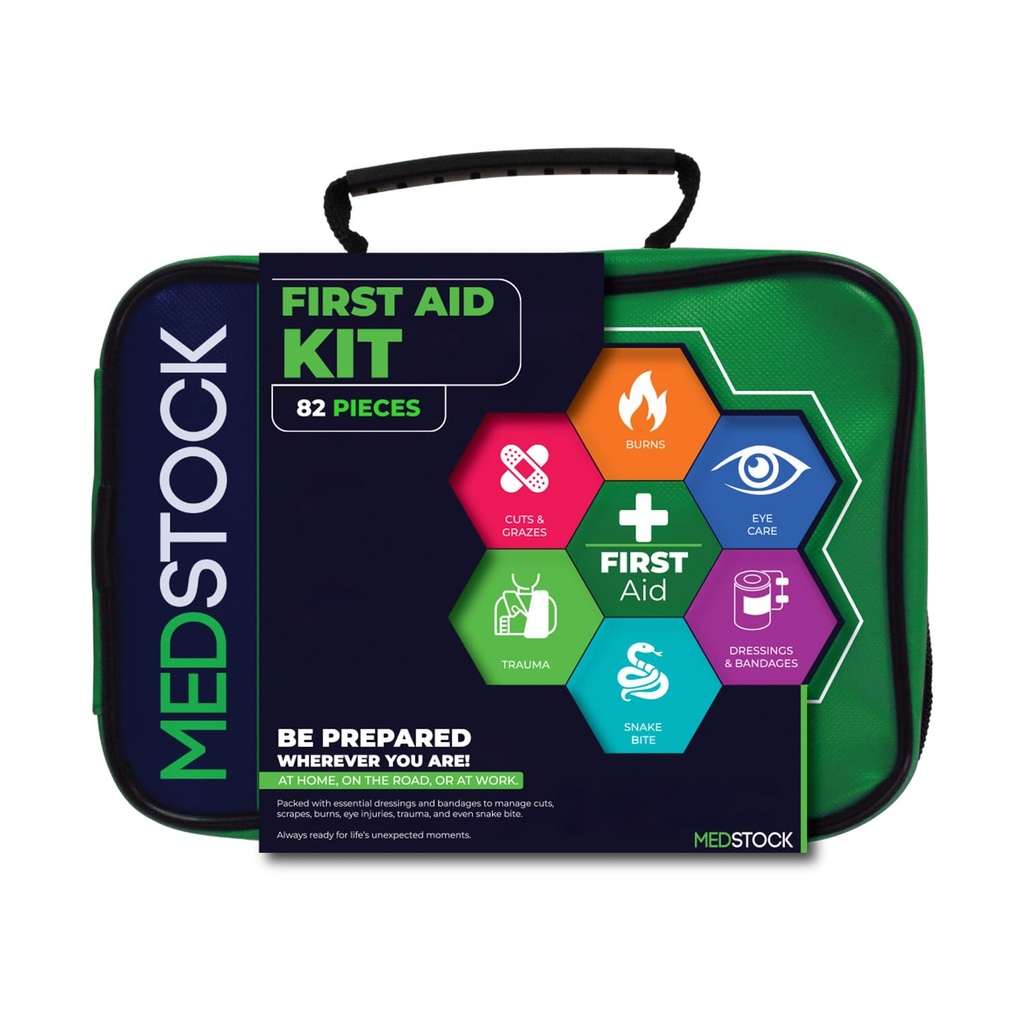 MEDSTOCK Premium Mini Modular First Aid Kit – 82 Piece Portable Emergency Medical Kit for Travel, Home, Car & Workplace | Trauma, Burns, Snake Bite & Eye Care with Easy-Access Compartments