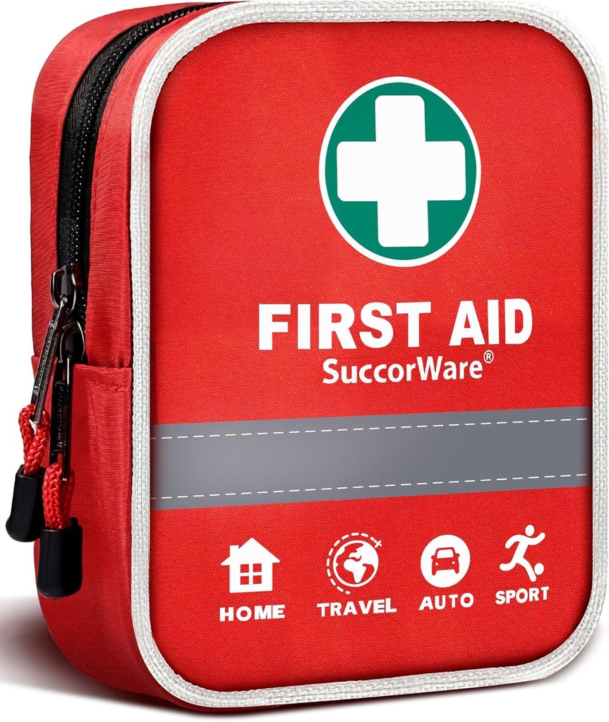 130 Pieces First Aid Kit with Hospital Grade Medical Supplies - Includes Emergency Blanket, Bandage - Great for Home, Outdoors, Office, Car, Travel, Camping, Hiking, Boating