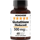 Reduzierte Glutathione 500 mg - 60 Veg Kapseln | 250 mg pro Kapsel - Serviergröße 2 Kapseln: 500 mg - 30 Servierungen