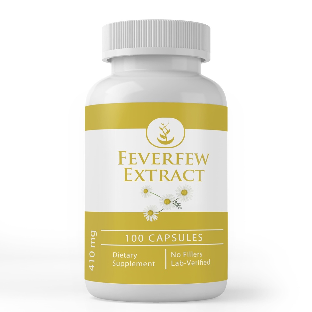 Pure Original Zutaten Feverfew Extract (100 Kapseln) Immer rein, keine Additive oder Füllstoffe, Lab Verifiziert