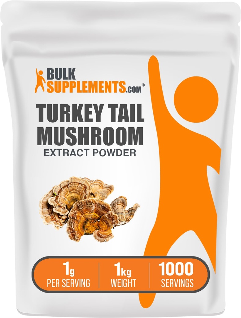 BulkSupplements.com Tail Mushroom Extract Powder - Coriolus Versicolor Extract, Pilzergänzung - Vegan & Glutenfrei, 1g pro Servierung, 1kg (2.2 lbs) (Pack von 1)