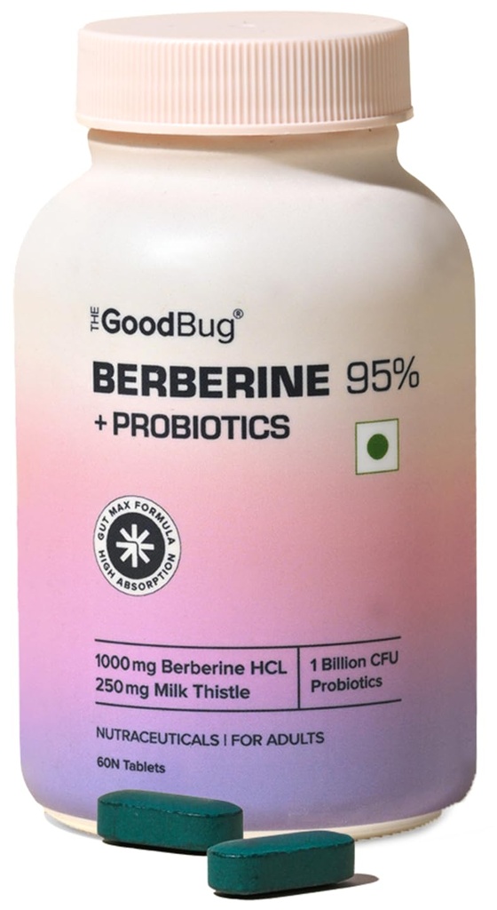 The Good Bug Berberine 95% with Probiotics | 1000 Mg | Advanced Metabolic Support with Bitter Melon & Milk Thistle | Supports Healthy Blood Sugar, Liver Function & Gut Health | 60 Tablets