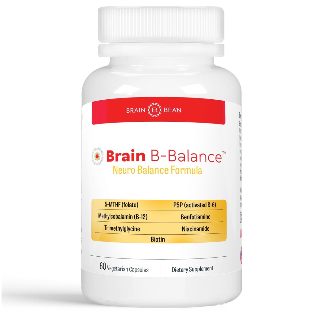 Balance Cerveau B : Multivitamines méthylées - Formule complexe de neuroéquilibres méthylés B - Methylfolate soutient l'humeur. De rien. Mémoire - 60 Capsules Vegan