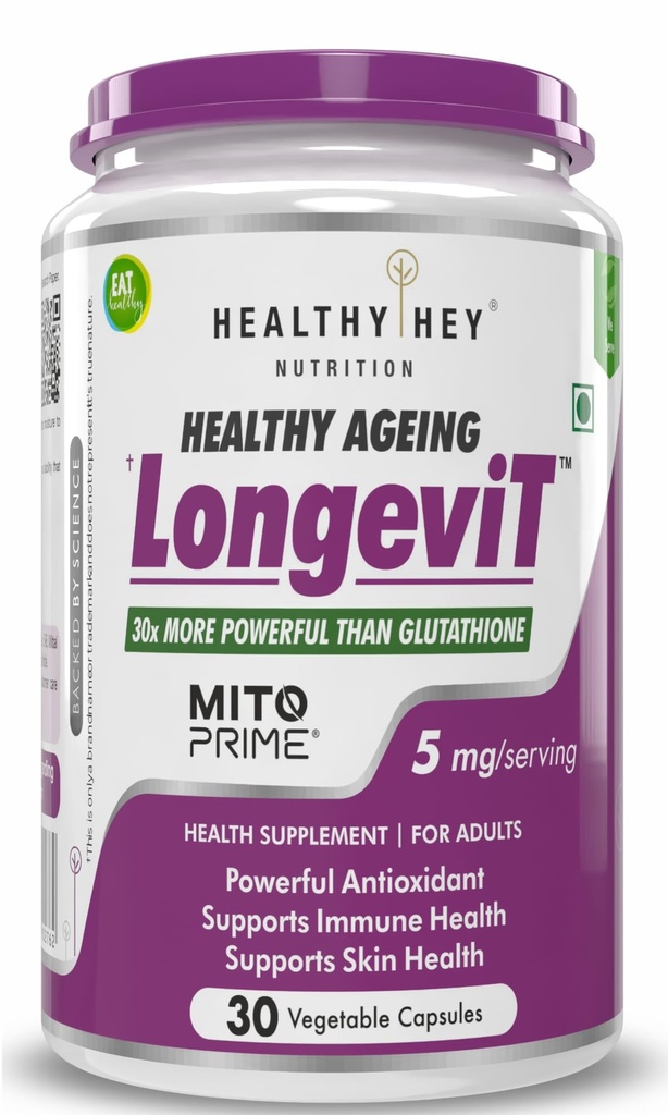 HealthyHey Nutrition LongeviT - MITOPRIME® - Support Skin Health - 30 Vegetable Capsules