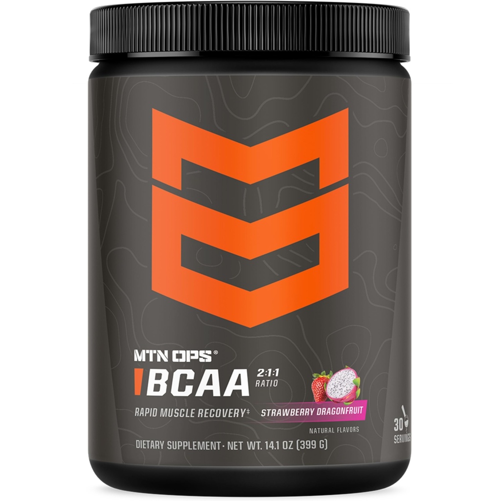 MTN OPS BCAA 2:1:1 Aminosäuren ergänzen Pulver für schnelle Muskelgewinnung & Reparatur mit Zero Sugar & Gluten Frei (30-Serving Tub, Erdbeere Dragonfruit)