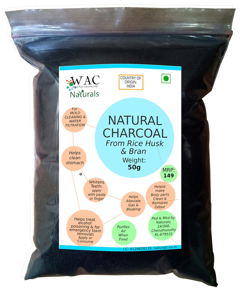 Natural Rice Husk & Bran Charcoal Powder (50g) – Traditional Oral & Home Care Tooth Whitener