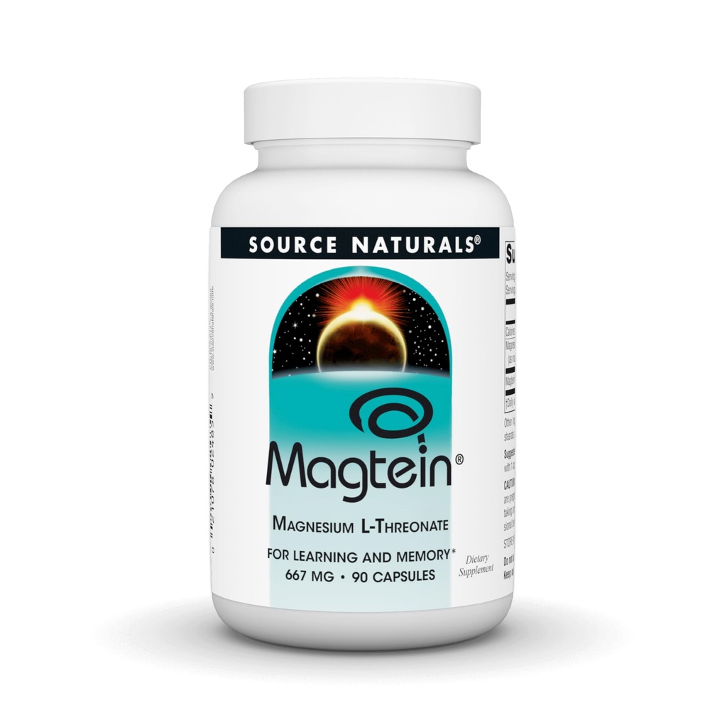 Quelle Naturals Magtein Magnesium L-Threonate 667mg unterstützt Fokus, Stimmung, Gesundes Gedächtnis, Kognitive Funktion, Schlaf* - 90 Kapseln