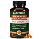 Nutrabud Himalayan Sea Buckthorn Berry Oil -1120mg per serving - Cold-Pressed Vegetarian Omega 3,6,7,9 Oil for Skin Glow, Immunity & Gut Health Supplement (60 Count (Pack of 1), Unflavoured)
