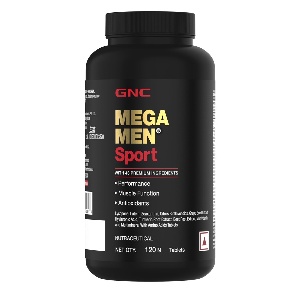 GNC MEGA MEN SPORT Multivitamin | 43 Premium Ingredients | Sports, BCAA & Antioxidant Blends | Energy & Focus Boosters | Non-GMO | 120 Tablets