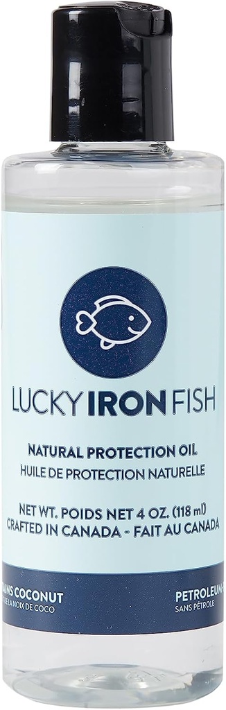 Lucky Iron Life ® Natural Protection Oil, 4oz - Bewerben Sie sich auf Ihre Glückseisen Fisch oder Blatt, um Rust zu bewahren, zu schützen und zu verhindern - Vegan, Made with Pure Coconut & Lemon Oils