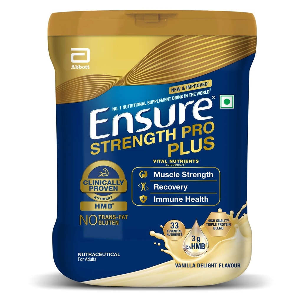 Ensure Strength Pro Plus 1000g Vanilla | Clinically proven | High Quality Triple protein blend | 3g CaHMB | Muscle Strength, Recovery, Immune health | Gluten Free, Transfat free | No. 1 Nutritional Supplement Drink in the World