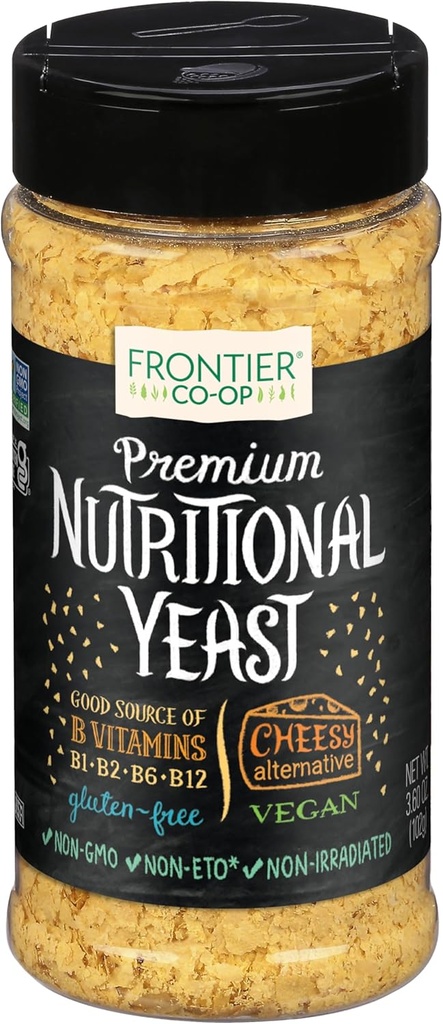 Frontier Co-op Premium Flakes de levure alimentaire, 3,6 oz avec vitamine B12 - Pour le maïs soufflé, les collations, les pâtes et la soupe