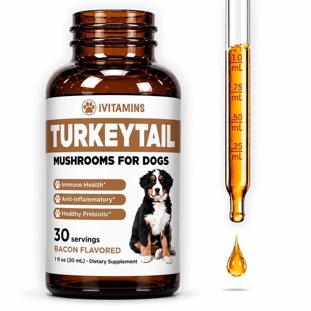 Türkei Tail Mushroom für Hunde | Hilft, das Immunsystem zu erhöhen, ist ein gesundes Prebiotikum, &amp; viel mehr | Türkei Tail für Hunde | Pilze für Hunde | Dog Mushroom Supplements | 1 fl oz