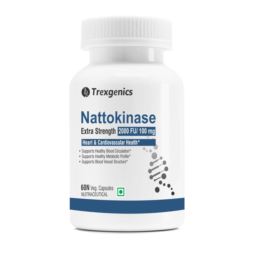 Trexgenics NATTOKINASE 2000 FU / 100 mg from Natto- Heart & Cardiovascular Health Support (2000 FU (60 Veg Capsules))