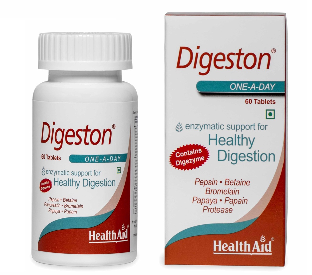 HealthAid Digeston (Papaya & Digestive Enzymes) – 60 Tablets | Natural Enzyme Formula | Supports Healthy Digestion, Nutrient Absorption & Stomach Comfort | With Papaya & Pineapple Extract