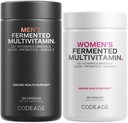 Codage Daily Multivitamin Bundle: Multivitamines pour femmes et hommes, B-Vitamines, Probiotiques, Mélanges alimentaires, 120 Capsules par bouteille