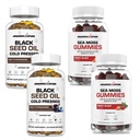 ORGANICS NATURE Black Seed Oil Capsules (2 Bottles) & Sea Moss Gummies (2 Bottles) | Vegan Softgels, for Hair, Skin, Heart, Joint Support, Lung Detox, Energy, Mucus Clear, Thyroid, Digestion Omega 3s